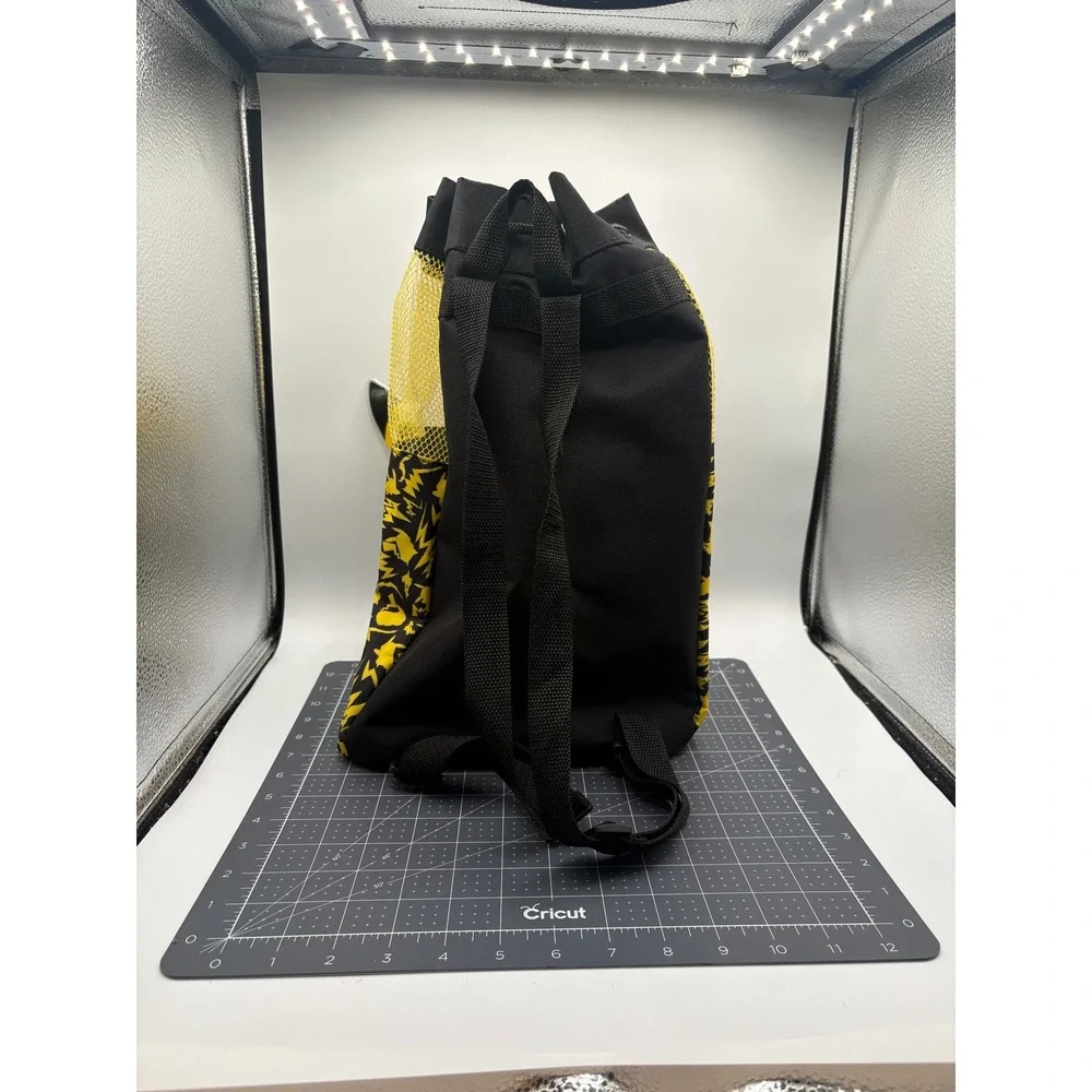 Pokemon Pikachu Drawstring Swim Bag Yellow Mesh Backpack 3D Ears Character.com